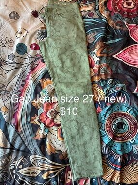 GAP Olive Green Patterned Skinny Jeans